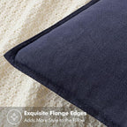 MIULEE Decorative Linen Euro Sham Pillow Covers 22x22 Inch Navy Boho Farmhouse - Image 2