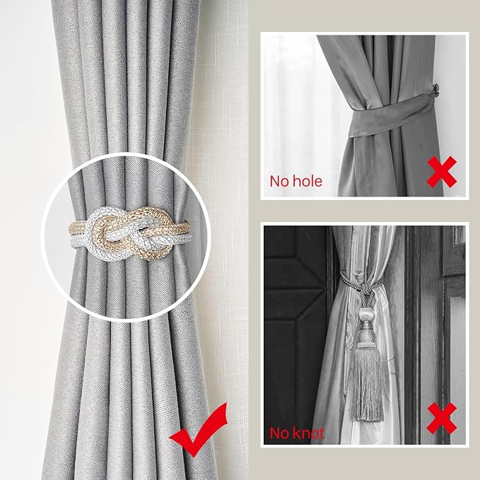 NICEEC 4 Pack Mini Magnetic Curtain Tiebacks Nordic Simple Style Drape Tie - Image 2