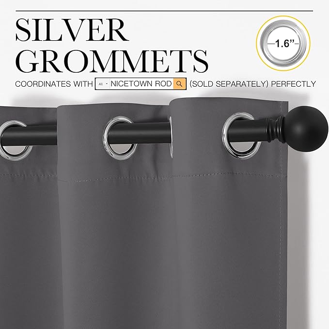 NICETOWN Bedroom Blackout Curtains Panels, 1 Pair, 55 inches by 102 Inch - Image 3