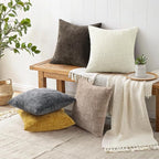 decorUhome Dark Grey Chenille Euro Sham Throw Pillow Covers 22x22 Set of 2 - Image 6