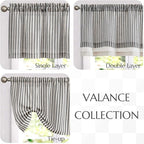 jinchan Linen Valance Curtain Striped Small Window Curtain Double Layer Light - Image 8
