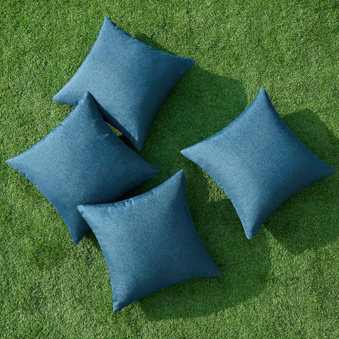 MIULEE Pack of 4 Decorative Outdoor Throw Pillow Covers Linen Waterproof Pillow - Image 4