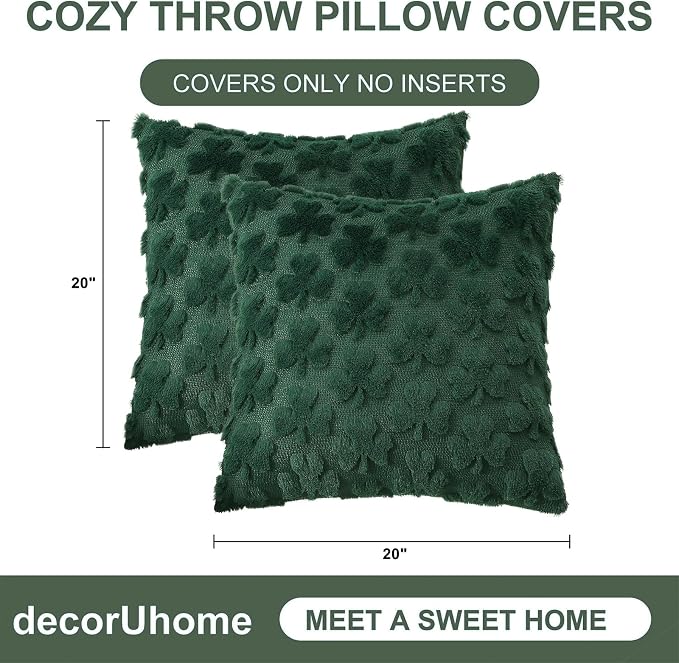 decorUhome St. Patrick’s Day Shamrock Green Pillow Covers 20x20 Inch Set of 2 - Image 8