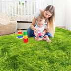 Green Tie-Dyed Rug for Living Room 5x8 Fluffy Area Rug Mat Bedside Throw Rug - Image 4