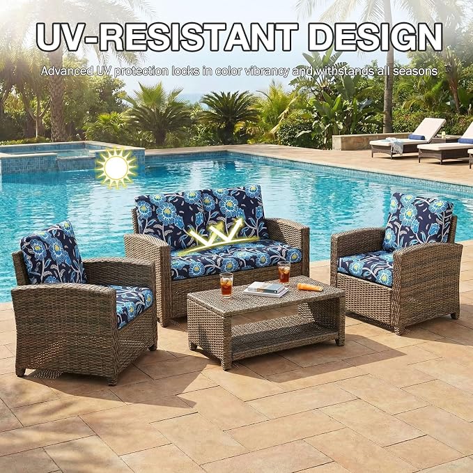 hyha 4Pcs Patio Cushion Covers, Stretch Outdoor Couch Cushion Covers Replacement - Image 6