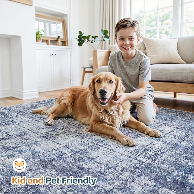 6x9 Area Rugs for Living Room Washable Rug: Anti-Skid Abstract Modern Living - Image 7