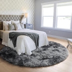 ONASAR Tie-Dyed Dark Grey Round Area Rugs 5ft, Ultra Soft Bedroom Circle Rug - Image 8
