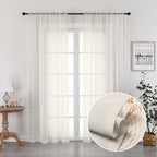 OVZME 2 Panels Ivory Sheer Curtains 72 Inches Length Window Treatment by OVZME