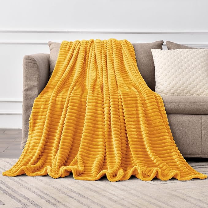 BEDELITE Fleece Throw Blanket for Couch – 3D Ribbed Jacquard Soft and Warm by BEDELITE