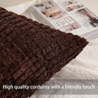 Pack of 2 Corduroy Decorative Throw Pillow Covers 12x24 Inch Soft Striped - Image 2