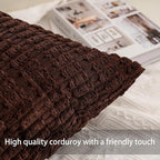 Pack of 2 Corduroy Decorative Throw Pillow Covers 12x24 Inch Soft Striped - Image 2