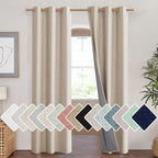NICETOWN Cream 100% Blackout Linen Curtains 90 inch Long Burg by NICETOWN