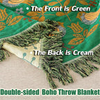 Green Fall Blanket 60''x 80'' Boho Throw Blankets - Image 7