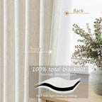 Guken Cream 100% Blackout Linen Curtains 100 Inch Wide by 84 Inch - Image 4