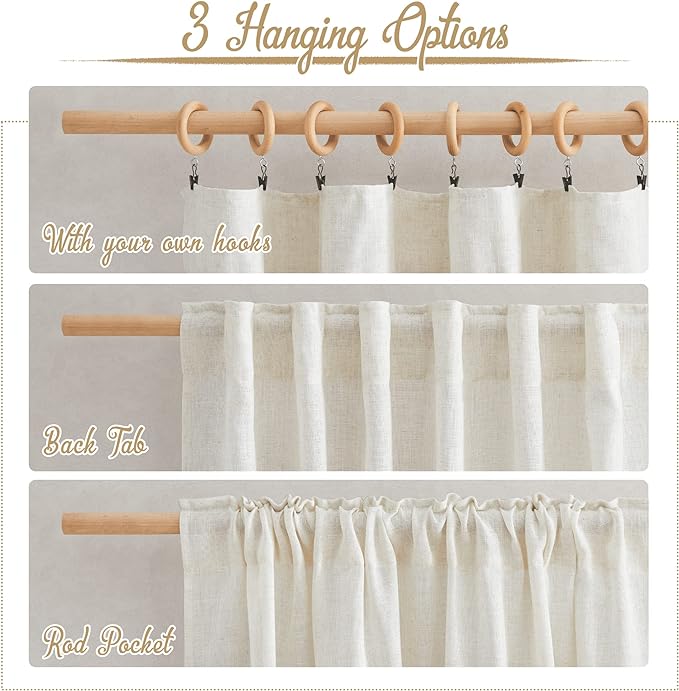 NICETOWN 102 inch Curtains Natural Linen Burlap - Image 4