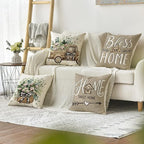 AVOIN colorlife Bless Our Home Farmhouse Eucalyptus Leaves Throw Pillow Covers - Image 2