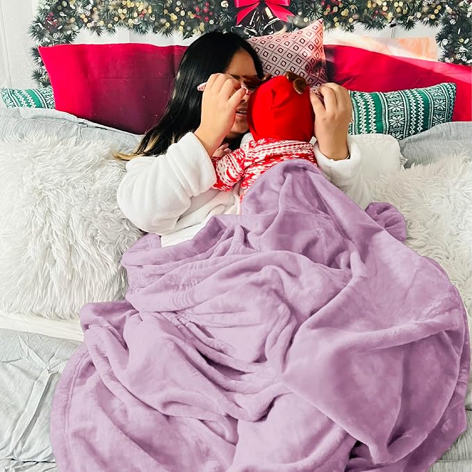Bedsure GentleSoft Fleece Blankets King Size Lilac Lavender - Image 5