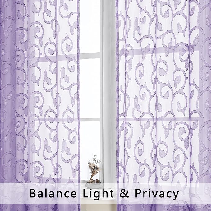 OWENIE Furman Extra Long Sheer Curtains 96 inches Long - Image 3