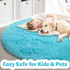 Amdrebio Blue Soft Round Rugs 4Ft - Image 2