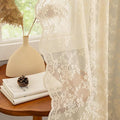 YJ YANJUN Vintage Lace Curtains 108 Inches Long-Victorian Floral Beige Sheer by YJYANJUN