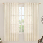 LAMIT Beige Linen Curtains 72 Inches Long 2 Panels by LAMIT