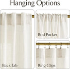 NICETOWN Flax Linen Doorway Curtains 78 inch Long, Rod Pocket & Back Tab Semi - Image 2