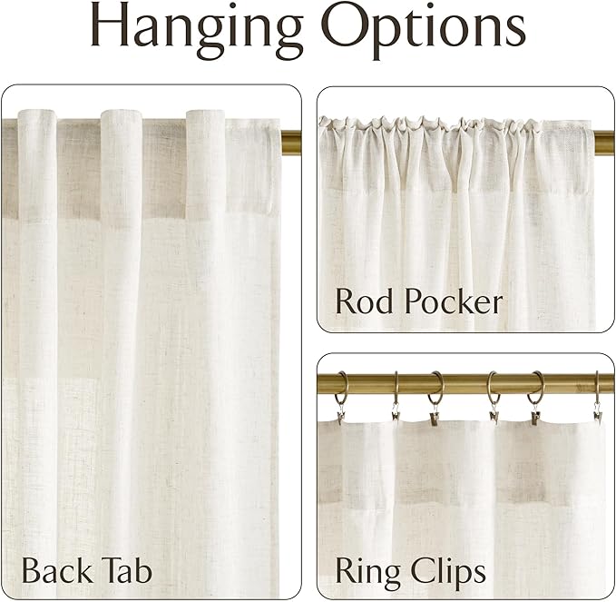 NICETOWN Flax Linen Doorway Curtains 78 inch Long, Rod Pocket & Back Tab Semi - Image 2