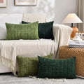 Fancy Homi Set of 4 Green Lumbar Rectangle Decorative Throw Pillow Covers 12x24 by Fancy+Homi