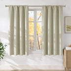 NICETOWN Beige Faux Linen Room Darkening Rod Pocket Curtains 63 inch Length by NICETOWN