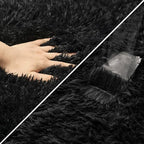 2x8 Bedside Area Rugs for Bedroom Soft Fluffy Shag Black Rug for Hallway - Image 6