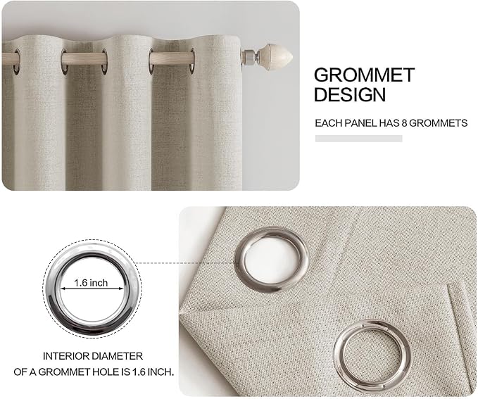 MIULEE Linen Curtains 100% Blackout - Image 4
