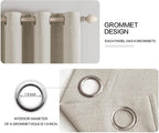 MIULEE Linen Curtains for Bedroom 100% Blackout Thermal Insulated Cobblestone - Image 4