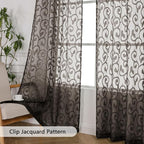 OWENIE Furman Chocolate Sheer Curtains 63 inch Length - Image 4