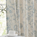 jinchan Lined Linen Blend Curtain Floral Curtains - Image 7