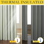 NICETOWN Sage Green 100% Blackout Linen Texture Curtains 80 inches Long 2 Panels - Image 3