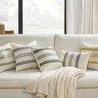 MIULEE Set of 2 Gray Boho Decorative Pillow Covers 18x18 Inch Farmhouse Rustic - Image 2