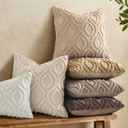 decorUhome Throw Pillow Covers 20x20 Inch Set of 2, Soft Plush Faux Wool Light - Image 2