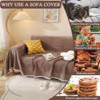 HANDONTIME Brown Sofa Covers Slipcover Simple Couch Cover - Image 3