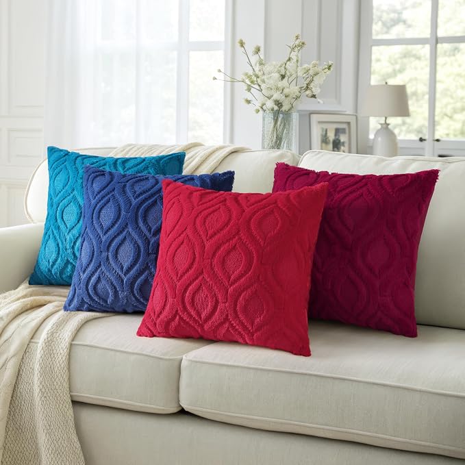 decorUhome Summer Throw Pillow Covers 18x18 Inch Set of 2, Soft Plush Faux Wool - Image 5