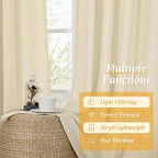 LAMIT Beige Linen Window Curtains 72 Inch Length 2 Panels, Thick Linen Textured - Image 9