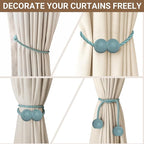 Hion Magnetic Curtain Tiebacks Gray Blue 2 Pack, Curtain Tiebacks Buckles - Image 7