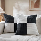 Fancy Homi Set of 2 Black White Euro Decorative Throw Pillow Covers 28x28 Inch by Fancy+Homi
