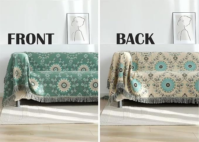 MSGKV Boho Throw Blanket for Couch Bed 60''x80'', 100% Cotton Blankets Woven - Image 5