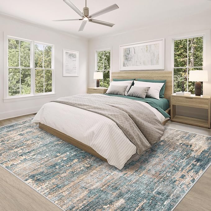 8x10 Area Rugs for Living Room, Washable Modern Abstract Large Area Rug Neutral - Image 4