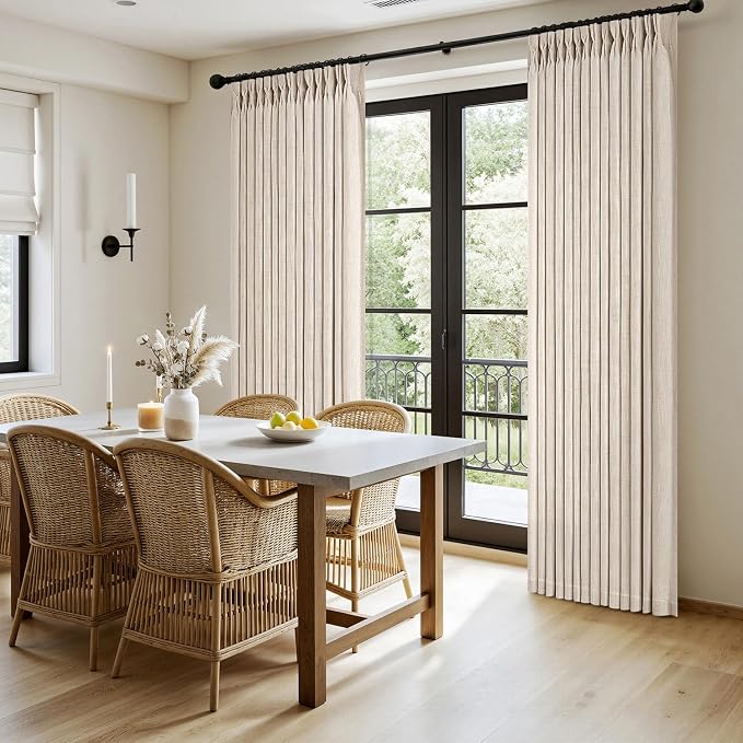MIULEE Pinch Pleated Thick Linen Curtains 96 Inches Long 2 Panels - Image 3