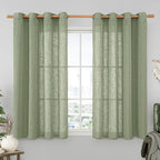 LAMIT Semi Sheer Linen Curtains 54 Inch Long 2 Panels, Sage Green Light by LAMIT