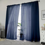 Chyhomenyc Navy Blue Sheer Curtains 84 Inches Long 2 Panels Set - Image 2