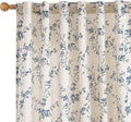 Lazzzy Linen Farmhouse Curtains Blue Floral Curtains 63 Inch Length Back Tab by Lazzzy
