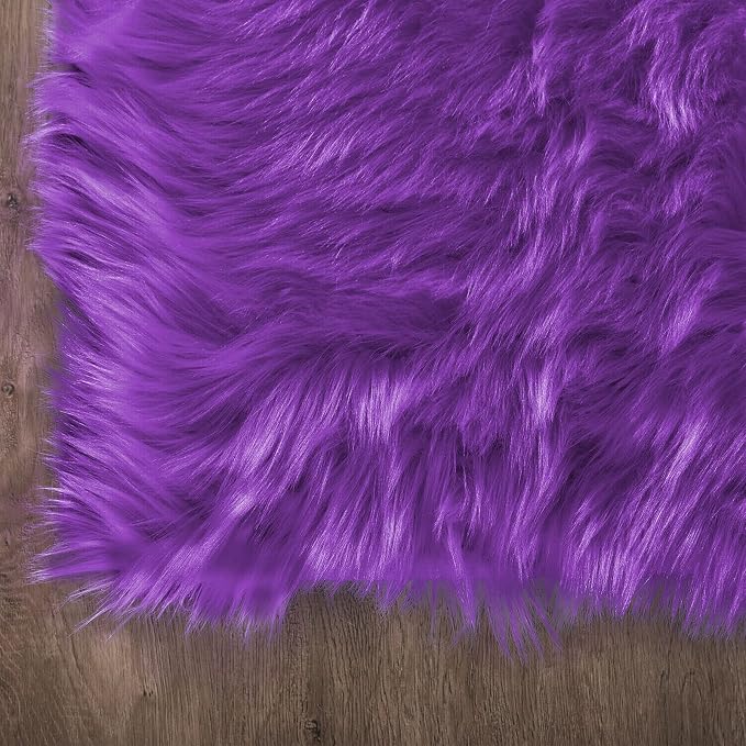 Latepis Fluffy Rug for Bedroom 2x4 Purple Shag Rugs Washable Faux Fur Sheepskin - Image 6