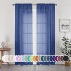 OWENIE Sheer Curtains 84 Inches Long 2 Panels Set by OWENIE